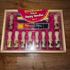 NEW SEALED Melissa and Doug Wooden Stamp Set Deluxe Happy Handles